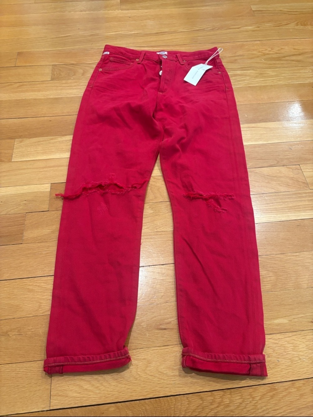 Citizens Of Humanity Red Distressed Boyfriend Jeans